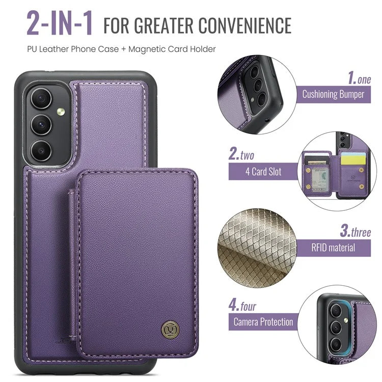 JEEHOOD J05 For Samsung Galaxy A34 5G Case Card Holder Kickstand Leather+TPU Phone Cover