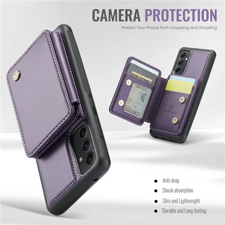 JEEHOOD J05 For Samsung Galaxy A34 5G Case Card Holder Kickstand Leather+TPU Phone Cover