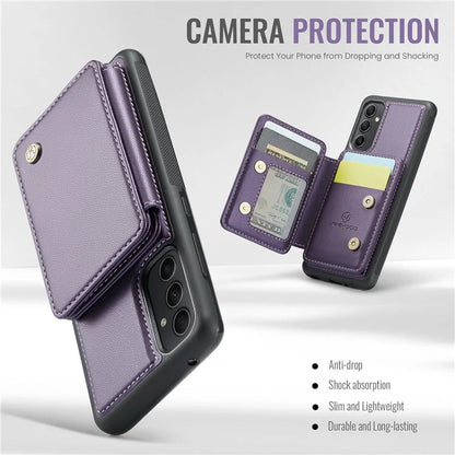 JEEHOOD J05 For Samsung Galaxy A34 5G Case Card Holder Kickstand Leather+TPU Phone Cover