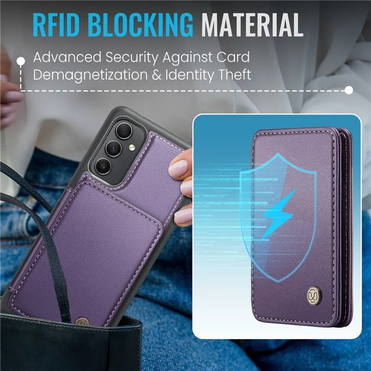 JEEHOOD J05 For Samsung Galaxy A34 5G Case Card Holder Kickstand Leather+TPU Phone Cover