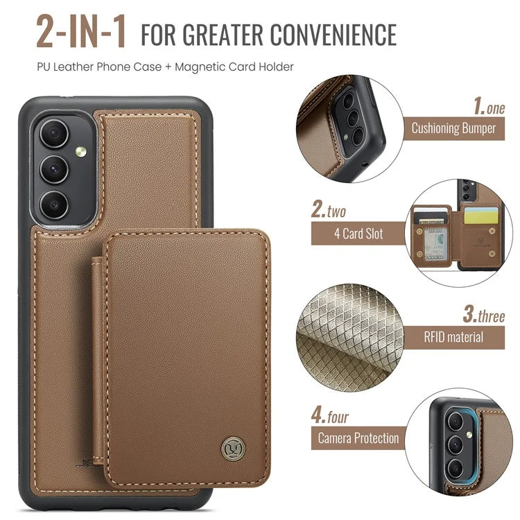 JEEHOOD J05 For Samsung Galaxy A34 5G Case Card Holder Kickstand Leather+TPU Phone Cover
