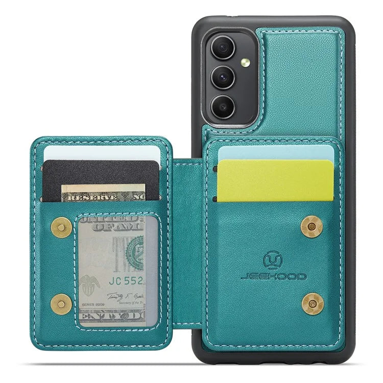 JEEHOOD J05 For Samsung Galaxy A34 5G Case Card Holder Kickstand Leather+TPU Phone Cover