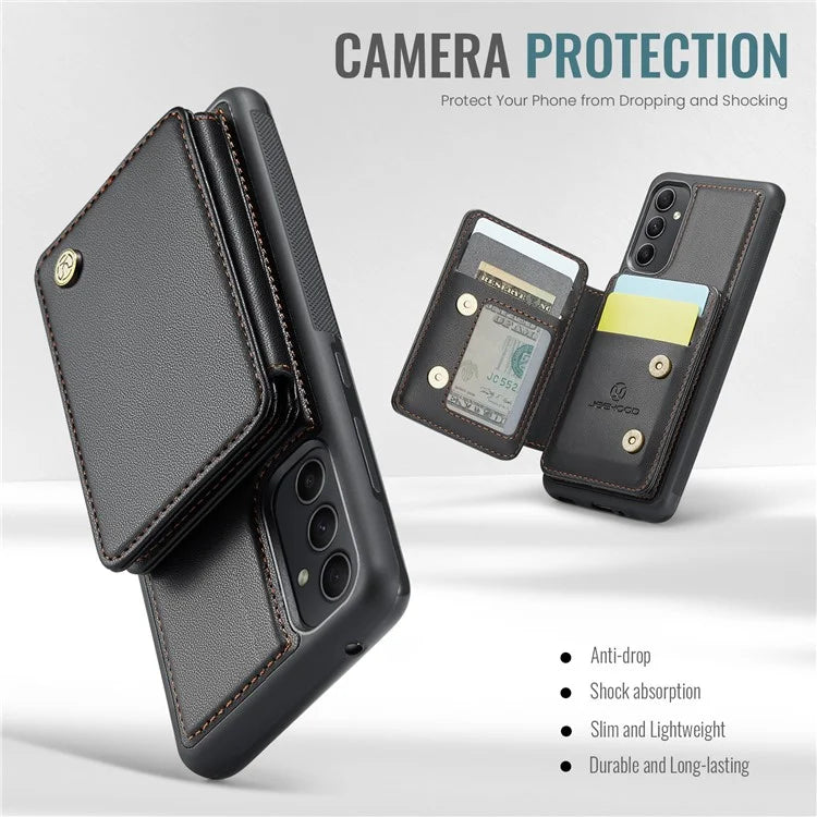 JEEHOOD J05 For Samsung Galaxy A34 5G Case Card Holder Kickstand Leather+TPU Phone Cover