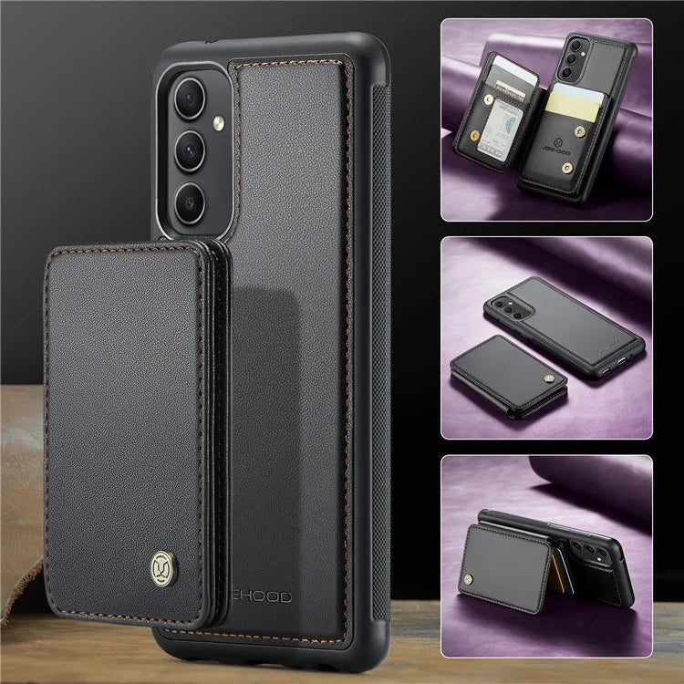 JEEHOOD J05 For Samsung Galaxy A34 5G Case Card Holder Kickstand Leather+TPU Phone Cover