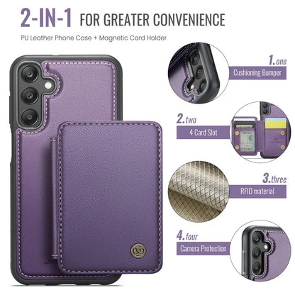 JEEHOOD J05 For Samsung Galaxy A25 5G (Global) (161.0 x 76.5 x 8.3mm) Case Card Holder Kickstand Leather+TPU Phone Cover