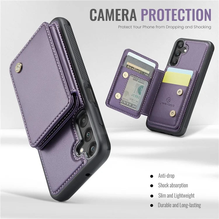 JEEHOOD J05 For Samsung Galaxy A25 5G (Global) (161.0 x 76.5 x 8.3mm) Case Card Holder Kickstand Leather+TPU Phone Cover