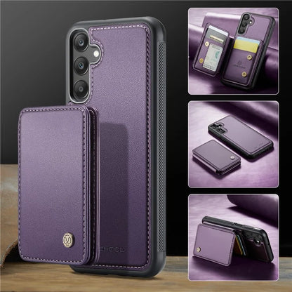 JEEHOOD J05 For Samsung Galaxy A25 5G (Global) (161.0 x 76.5 x 8.3mm) Case Card Holder Kickstand Leather+TPU Phone Cover