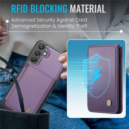 JEEHOOD J05 For Samsung Galaxy A25 5G (Global) (161.0 x 76.5 x 8.3mm) Case Card Holder Kickstand Leather+TPU Phone Cover