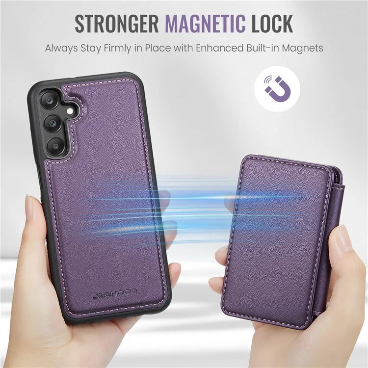 JEEHOOD J05 For Samsung Galaxy A25 5G (Global) (161.0 x 76.5 x 8.3mm) Case Card Holder Kickstand Leather+TPU Phone Cover