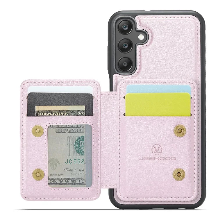 JEEHOOD J05 For Samsung Galaxy A25 5G (Global) (161.0 x 76.5 x 8.3mm) Case Card Holder Kickstand Leather+TPU Phone Cover
