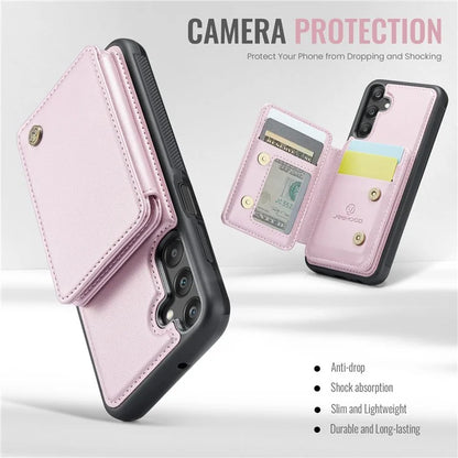 JEEHOOD J05 For Samsung Galaxy A25 5G (Global) (161.0 x 76.5 x 8.3mm) Case Card Holder Kickstand Leather+TPU Phone Cover