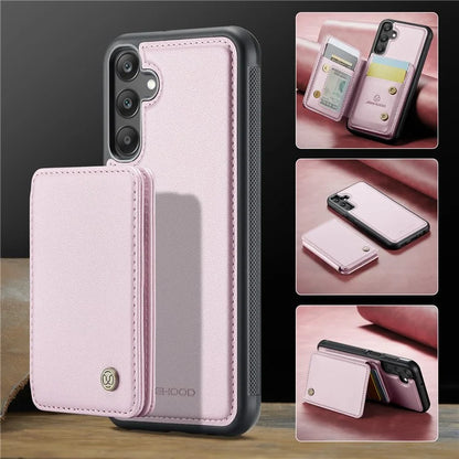 JEEHOOD J05 For Samsung Galaxy A25 5G (Global) (161.0 x 76.5 x 8.3mm) Case Card Holder Kickstand Leather+TPU Phone Cover