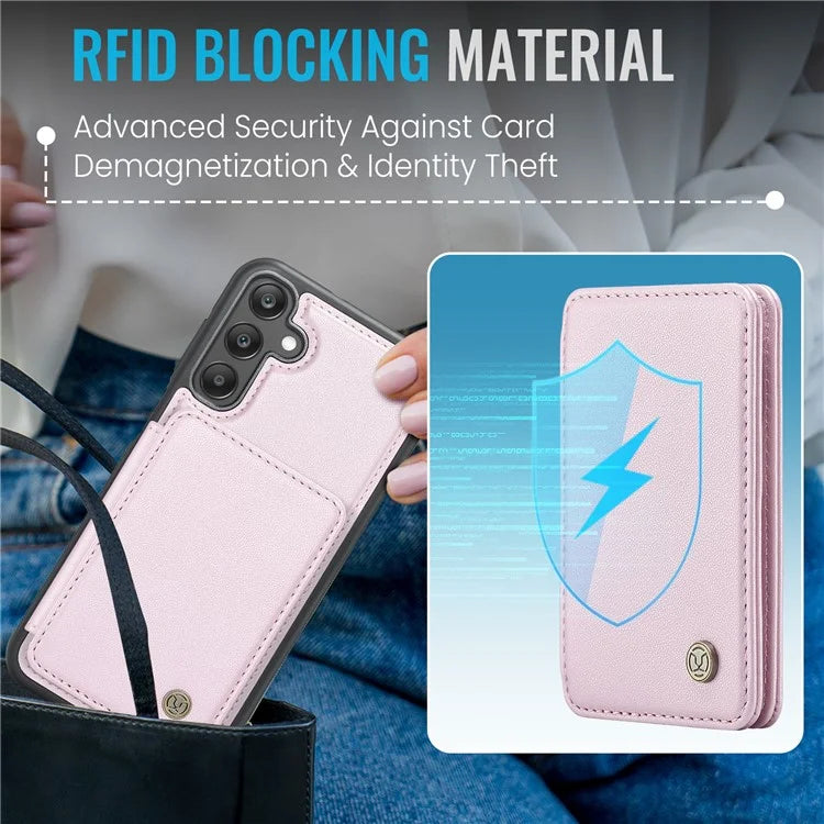 JEEHOOD J05 For Samsung Galaxy A25 5G (Global) (161.0 x 76.5 x 8.3mm) Case Card Holder Kickstand Leather+TPU Phone Cover