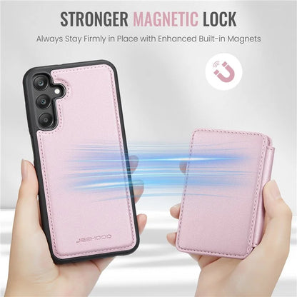 JEEHOOD J05 For Samsung Galaxy A25 5G (Global) (161.0 x 76.5 x 8.3mm) Case Card Holder Kickstand Leather+TPU Phone Cover
