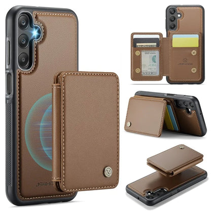 JEEHOOD J05 For Samsung Galaxy A25 5G (Global) (161.0 x 76.5 x 8.3mm) Case Card Holder Kickstand Leather+TPU Phone Cover