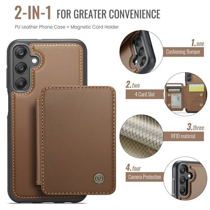 JEEHOOD J05 For Samsung Galaxy A25 5G (Global) (161.0 x 76.5 x 8.3mm) Case Card Holder Kickstand Leather+TPU Phone Cover