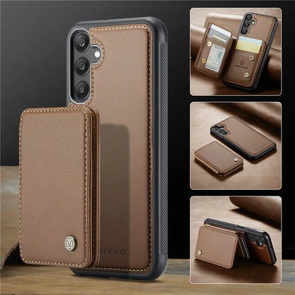 JEEHOOD J05 For Samsung Galaxy A25 5G (Global) (161.0 x 76.5 x 8.3mm) Case Card Holder Kickstand Leather+TPU Phone Cover