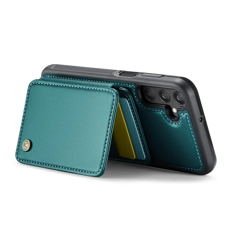 JEEHOOD J05 For Samsung Galaxy A25 5G (Global) (161.0 x 76.5 x 8.3mm) Case Card Holder Kickstand Leather+TPU Phone Cover