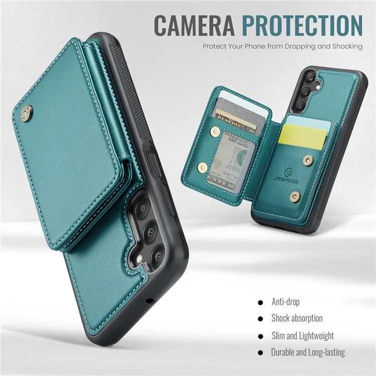 JEEHOOD J05 For Samsung Galaxy A25 5G (Global) (161.0 x 76.5 x 8.3mm) Case Card Holder Kickstand Leather+TPU Phone Cover
