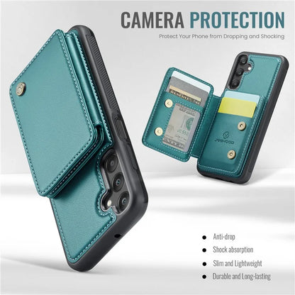 JEEHOOD J05 For Samsung Galaxy A25 5G (Global) (161.0 x 76.5 x 8.3mm) Case Card Holder Kickstand Leather+TPU Phone Cover
