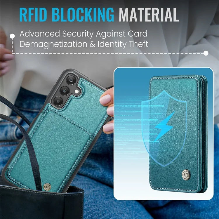 JEEHOOD J05 For Samsung Galaxy A25 5G (Global) (161.0 x 76.5 x 8.3mm) Case Card Holder Kickstand Leather+TPU Phone Cover