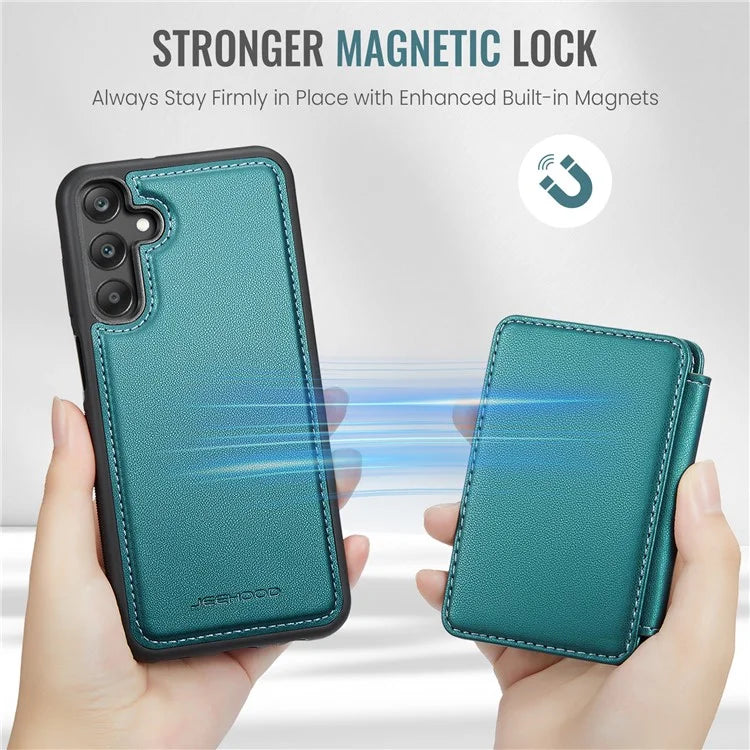 JEEHOOD J05 For Samsung Galaxy A25 5G (Global) (161.0 x 76.5 x 8.3mm) Case Card Holder Kickstand Leather+TPU Phone Cover