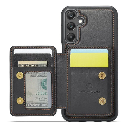 JEEHOOD J05 For Samsung Galaxy A25 5G (Global) (161.0 x 76.5 x 8.3mm) Case Card Holder Kickstand Leather+TPU Phone Cover
