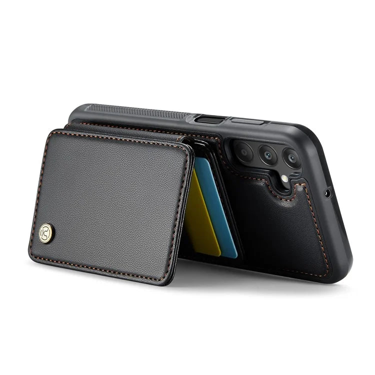 JEEHOOD J05 For Samsung Galaxy A25 5G (Global) (161.0 x 76.5 x 8.3mm) Case Card Holder Kickstand Leather+TPU Phone Cover