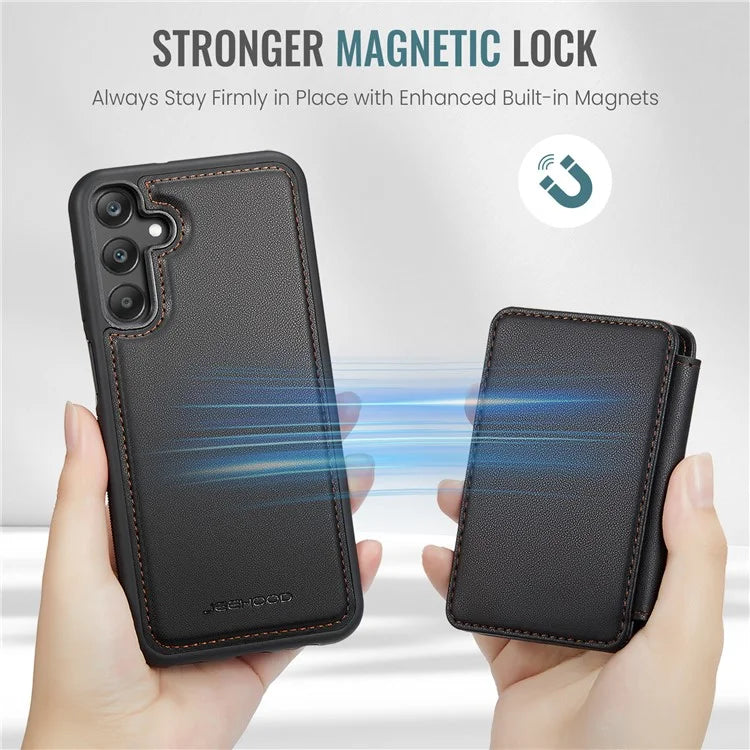 JEEHOOD J05 For Samsung Galaxy A25 5G (Global) (161.0 x 76.5 x 8.3mm) Case Card Holder Kickstand Leather+TPU Phone Cover