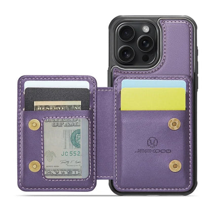 JEEHOOD J05 For iPhone 16 Pro Max Case Card Holder Kickstand Leather+TPU Phone Cover