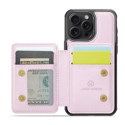 JEEHOOD J05 For iPhone 16 Pro Max Case Card Holder Kickstand Leather+TPU Phone Cover