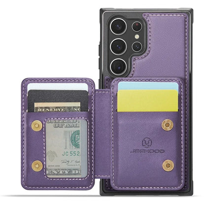 JEEHOOD J05 For Samsung Galaxy S23 Ultra Case Card Holder Kickstand Leather+TPU Phone Cover