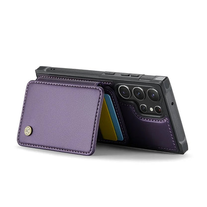 JEEHOOD J05 For Samsung Galaxy S23 Ultra Case Card Holder Kickstand Leather+TPU Phone Cover
