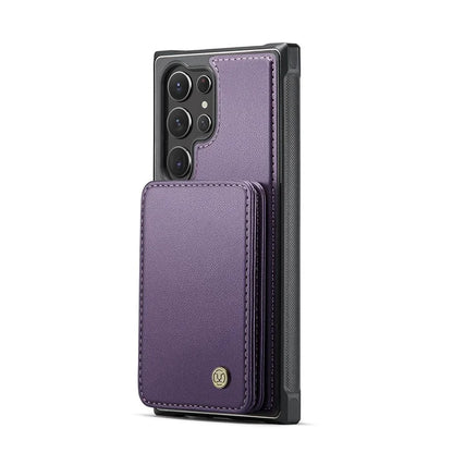 JEEHOOD J05 For Samsung Galaxy S23 Ultra Case Card Holder Kickstand Leather+TPU Phone Cover