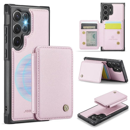 JEEHOOD J05 For Samsung Galaxy S23 Ultra Case Card Holder Kickstand Leather+TPU Phone Cover