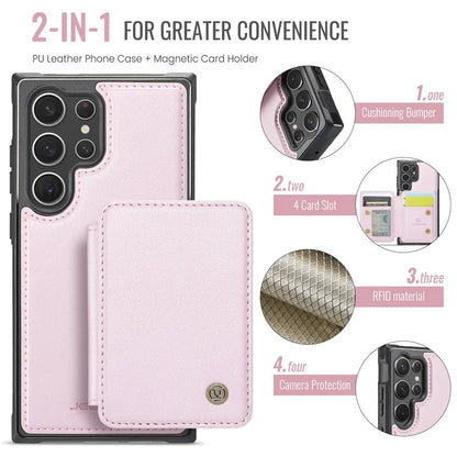 JEEHOOD J05 For Samsung Galaxy S23 Ultra Case Card Holder Kickstand Leather+TPU Phone Cover