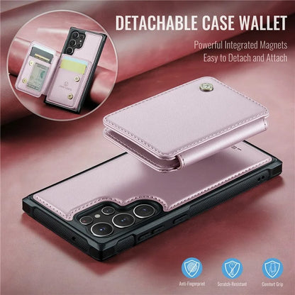 JEEHOOD J05 For Samsung Galaxy S23 Ultra Case Card Holder Kickstand Leather+TPU Phone Cover