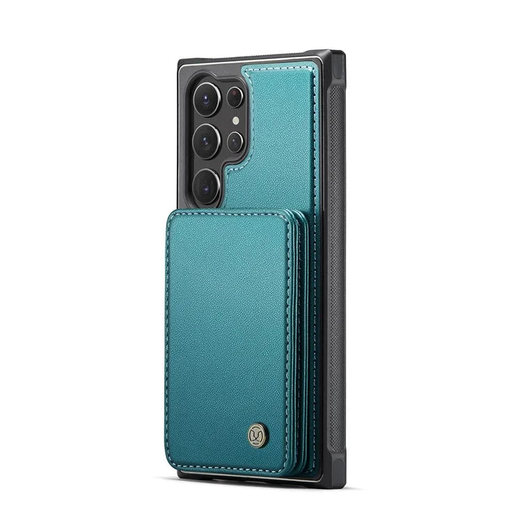 JEEHOOD J05 For Samsung Galaxy S23 Ultra Case Card Holder Kickstand Leather+TPU Phone Cover
