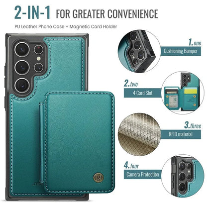 JEEHOOD J05 For Samsung Galaxy S23 Ultra Case Card Holder Kickstand Leather+TPU Phone Cover