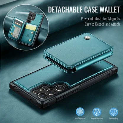 JEEHOOD J05 For Samsung Galaxy S23 Ultra Case Card Holder Kickstand Leather+TPU Phone Cover