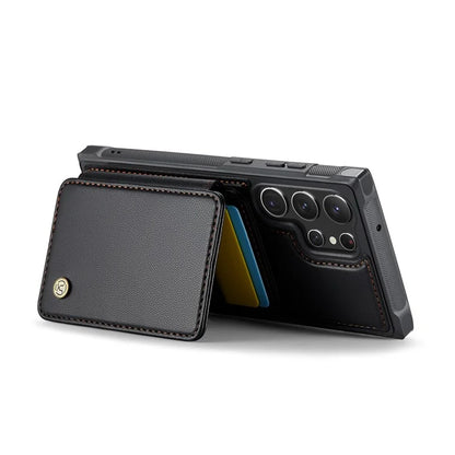JEEHOOD J05 For Samsung Galaxy S23 Ultra Case Card Holder Kickstand Leather+TPU Phone Cover