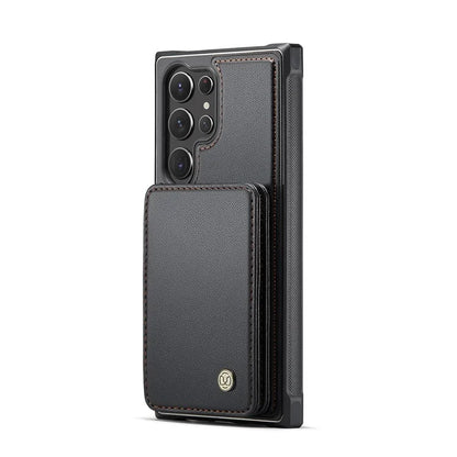 JEEHOOD J05 For Samsung Galaxy S23 Ultra Case Card Holder Kickstand Leather+TPU Phone Cover