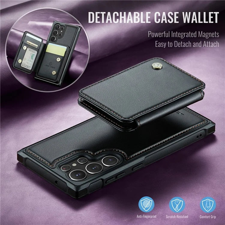 JEEHOOD J05 For Samsung Galaxy S23 Ultra Case Card Holder Kickstand Leather+TPU Phone Cover