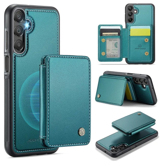 JEEHOOD J05 For Samsung Galaxy A15 4G / 5G Case Card Holder Kickstand Leather+TPU Phone Cover