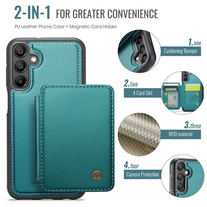 JEEHOOD J05 For Samsung Galaxy A15 4G / 5G Case Card Holder Kickstand Leather+TPU Phone Cover