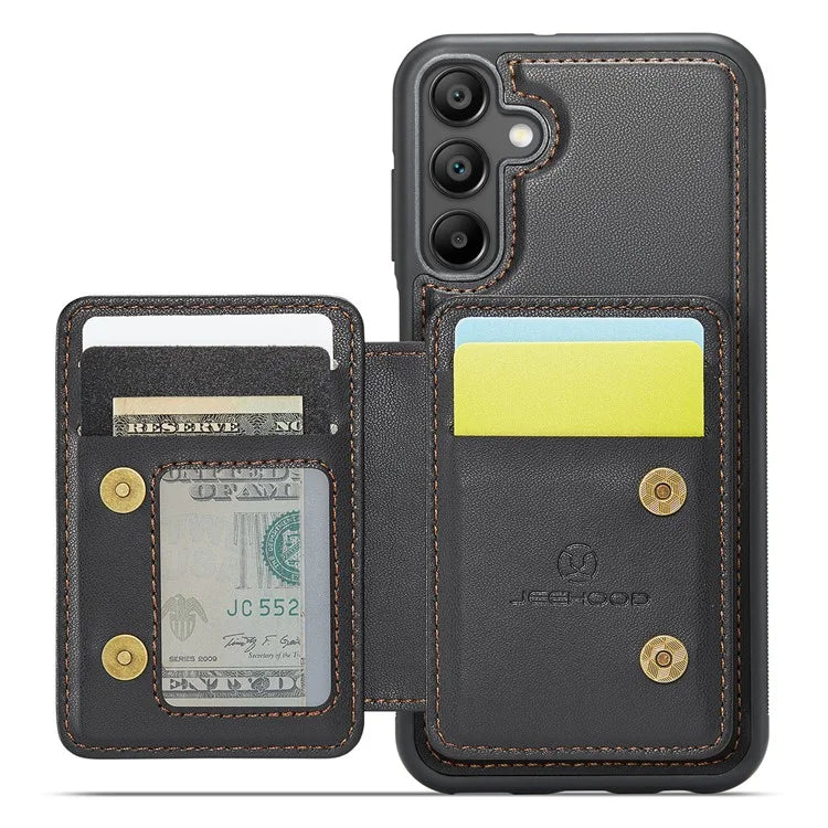 JEEHOOD J05 For Samsung Galaxy A15 4G / 5G Case Card Holder Kickstand Leather+TPU Phone Cover