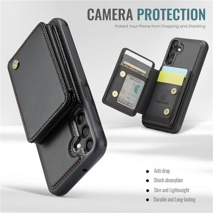 JEEHOOD J05 For Samsung Galaxy A15 4G / 5G Case Card Holder Kickstand Leather+TPU Phone Cover