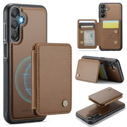 JEEHOOD J05 For Samsung Galaxy A15 4G / 5G Case Card Holder Kickstand Leather+TPU Phone Cover