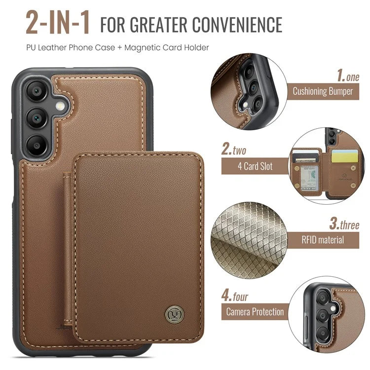 JEEHOOD J05 For Samsung Galaxy A15 4G / 5G Case Card Holder Kickstand Leather+TPU Phone Cover