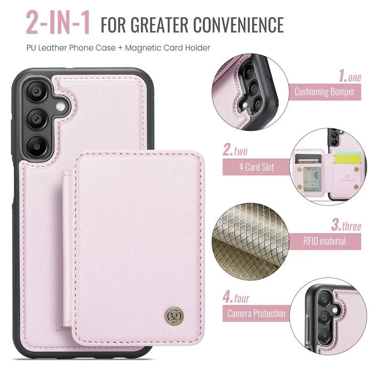 JEEHOOD J05 For Samsung Galaxy A15 4G / 5G Case Card Holder Kickstand Leather+TPU Phone Cover